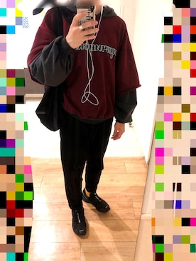「Gosha Rubchinskiy（ゴーシャラブチンスキー）のアイテム（パーカー）」を使った、noshogiさん（メンズ・174cm）の春コーディネート