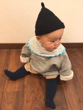 「アイテム（タイツ/ストッキング、ブルー系）」を使った、琥taさん（キッズ・60cm）の春コーディネート