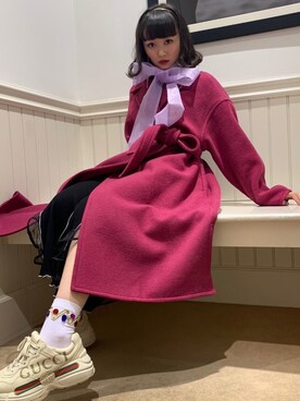 「オーガンジー」｜「アイテム（その他アウター）」を使った、Hinataさん（レディース・155cm）の冬コーディネート