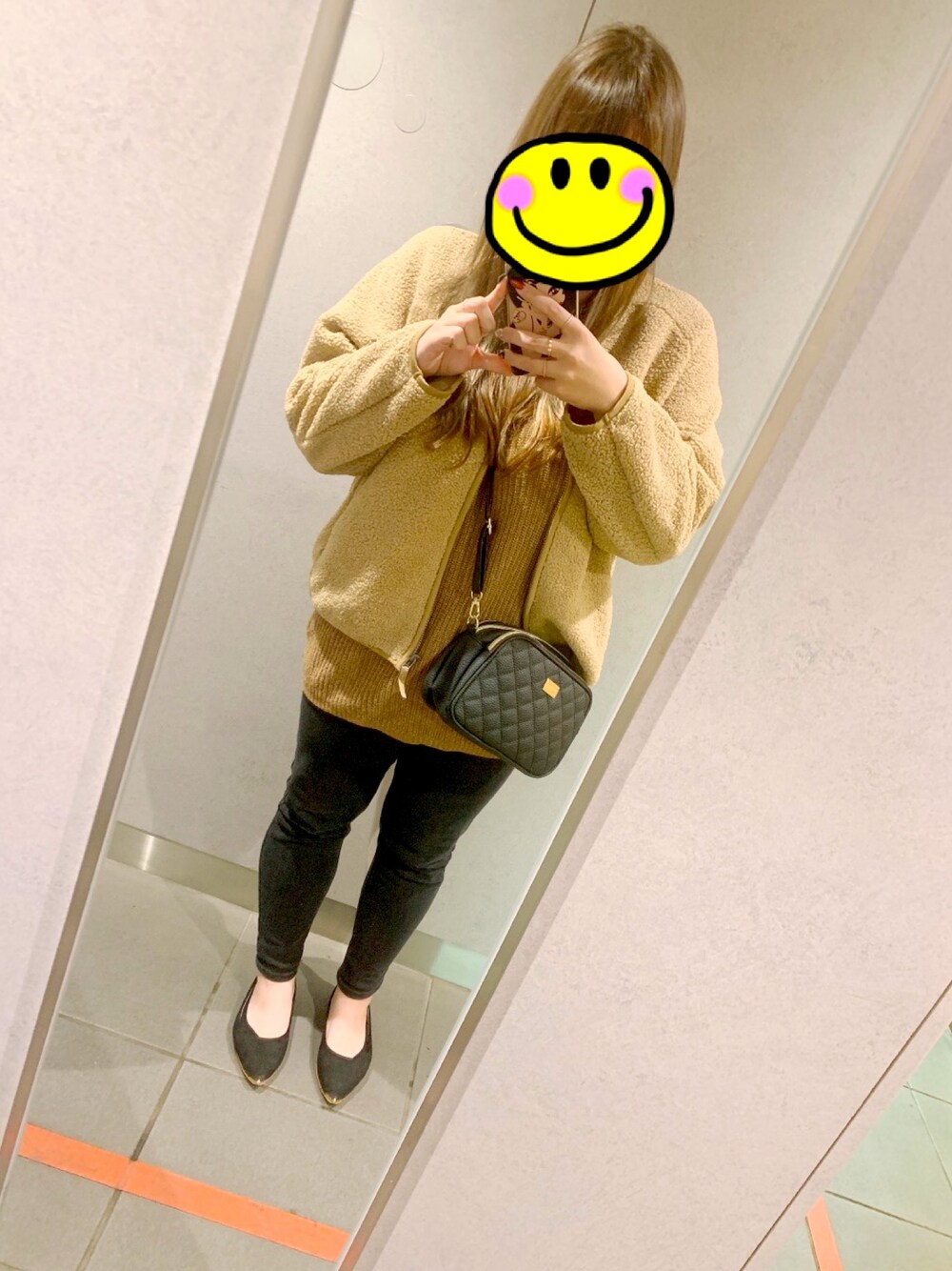 「オトナカジュアル、冬、今日のコーデ、ボアジャケット、いいね、save、フォローお願いします🤑、ぽっちゃり、ブラウン、UNIQLO、アベイル、PUNYUS」｜「UNIQLOのボアフリースVネックフルジップカーディガン（長袖）（その他アウター、ベージュ系）」を使った、ちゃーさん（レディース・166cm）の冬コーディネートの1枚目の写真
