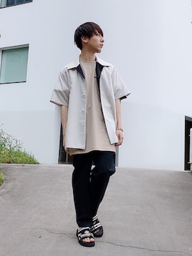 「アイテム（サンダル）」を使った、多田さん（メンズ・165cm）の春コーディネート