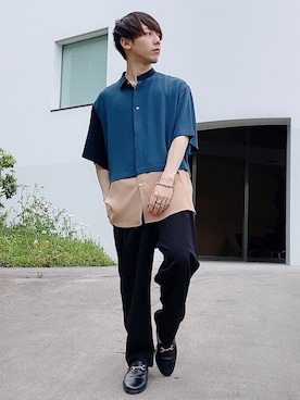 「アイテム（サンダル）」を使った、多田さん（メンズ・165cm）の春コーディネート