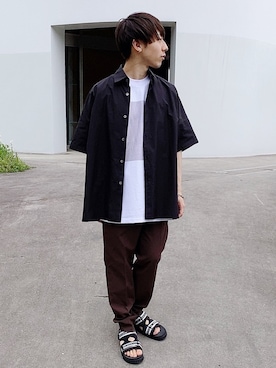 「CLANE（クラネ）のアイテム（トップス）」を使った、多田さん（メンズ・165cm）の春コーディネート
