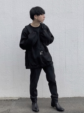 「soe（ソーイ）のアイテム」を使った、多田さん（メンズ・165cm）の冬コーディネート