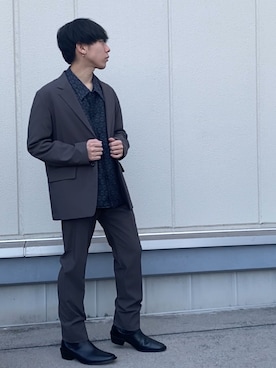 「soe（ソーイ）のアイテム」を使った、多田さん（メンズ・165cm）の冬コーディネート