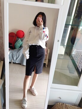 「PULL&BEAR（プルアンドベア）のアイテム（パーカー）」を使った、claire酱さん（レディース・162cm）の春コーディネート