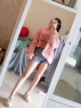 「PULL&BEAR（プルアンドベア）のアイテム（ピーコート）」を使った、claire酱さん（レディース・162cm）の春コーディネート