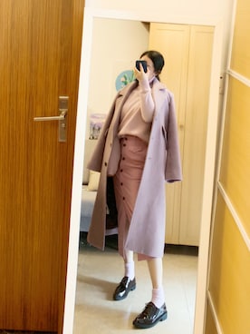 「アイテム（ダッフルコート、パープル系）」を使った、claire酱さん（レディース・162cm）の冬コーディネート