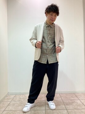 「JUNRED（ジュンレッド）のアイテム（ノーカラージャケット）」を使った、せいじさん（メンズ・175cm）の冬コーディネート