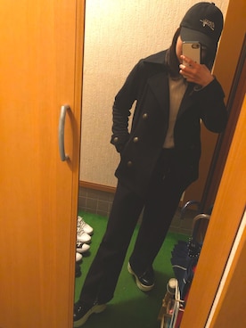 「Honeys（ハニーズ）のアイテム（ピーコート）」を使った、Yumegonさん（レディース・154cm）の春コーディネート