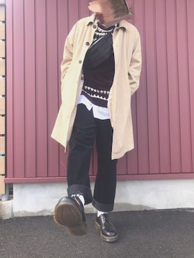 「coca（coca）（コカ）のアイテム（トレンチコート）」を使った、りょーちゃんさん（メンズ・170cm）の冬コーディネート