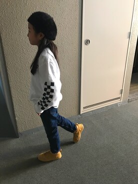 「スウエット」｜「アイテム（ハンチング/ベレー帽）」を使った、yotsubaさん（キッズ・120cm）の冬コーディネート