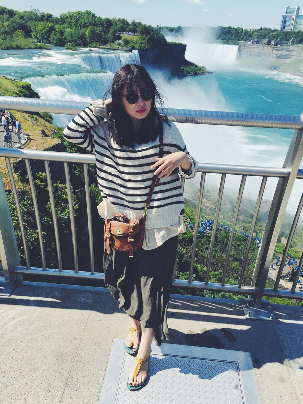 「niagarafalls、stripes、sandals、knitwear、skirt」｜「ZARAのアイテム（ニット/セーター、その他）」を使った、Shinyeelさん（レディース・160cm）の秋コーディネートの1枚目の写真