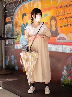 「hellolulu（ハロルル）のアイテム（ショルダーバッグ）」を使った、macyさん（レディース・158cm）の秋コーディネート