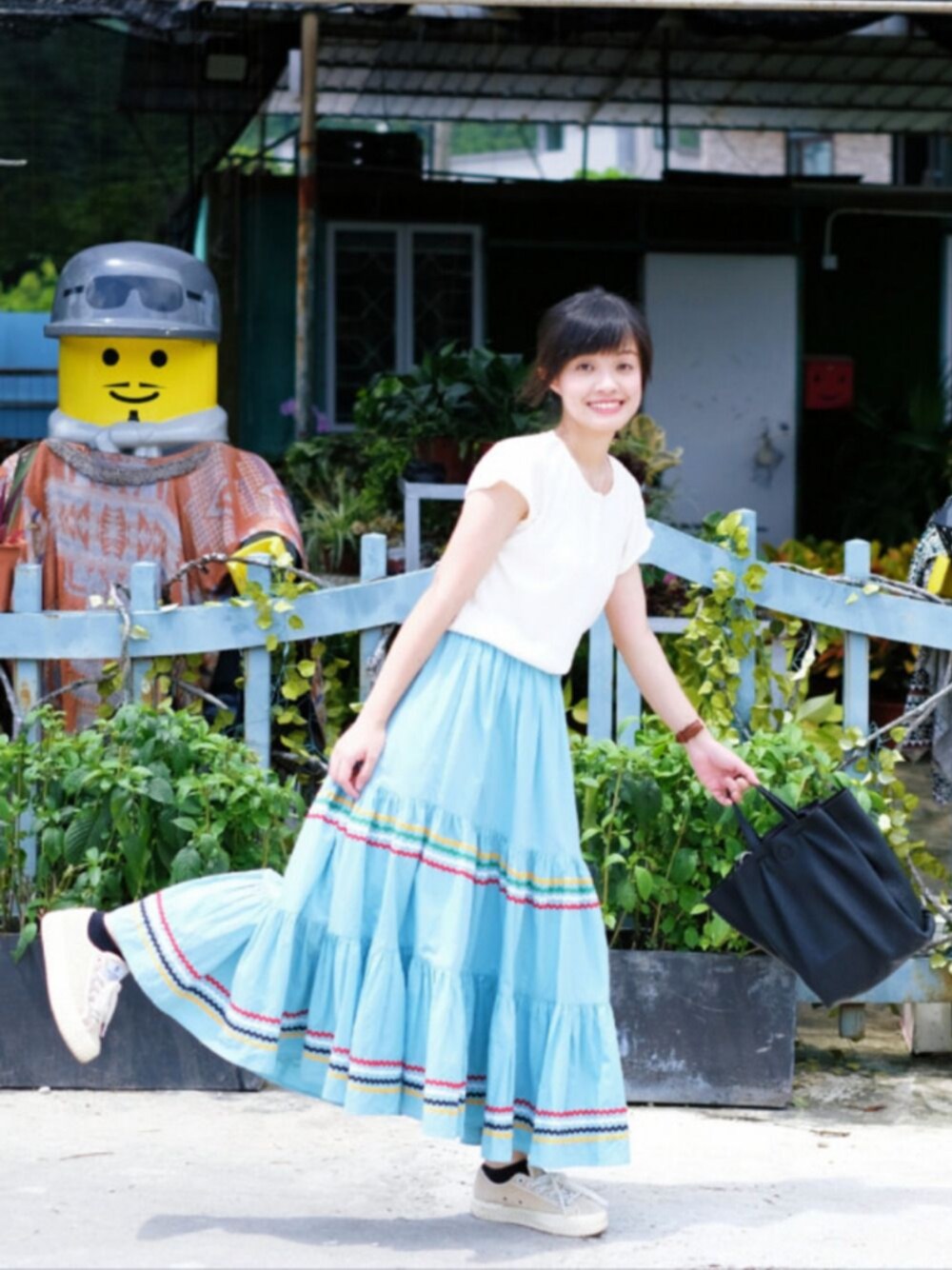 「ootd、夏、休閒、BEAMS BOY」｜「MERLOTのアイテム（ニット/セーター、ホワイト系）」を使った、macyさん（レディース・158cm）の秋コーディネートの1枚目の写真