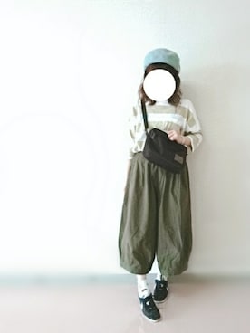 「Samansa Mos2 blue（サマンサモスモスブルー）のアイテム（ハンチング/ベレー帽）」を使った、Sakuyaさん（レディース・155cm）の秋コーディネート