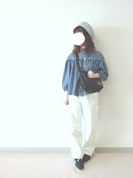 「Samansa Mos2 blue（サマンサモスモスブルー）のアイテム（ハンチング/ベレー帽）」を使った、Sakuyaさん（レディース・155cm）の秋コーディネート