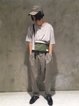 「GGD（ジージーディー）のアイテム（パンツ）」を使った、GRAND GLOBALさん（メンズ・173cm）の夏コーディネート
