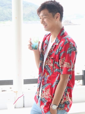 「ALOHA（アロハ）のアイテム」を使った、maasaayaaさん（メンズ・181cm）の秋コーディネート