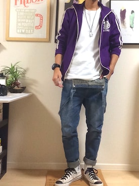 「GGD（ジージーディー）のアイテム（サロペット/オーバーオール）」を使った、kazuさん（メンズ・175cm）の秋コーディネート