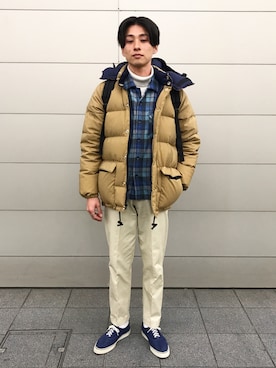 「アイテム（モカシン/デッキシューズ）」を使った、若葉のころ　古田敬一さん（メンズ・181cm）の冬コーディネート