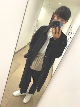 「JUNRED（ジュンレッド）のアイテム（ステンカラーコート）」を使った、anzu524さん（メンズ・178cm）の秋コーディネート