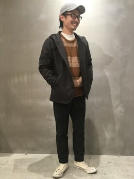 「フードコート」｜「アイテム（ブルゾン）」を使った、LAKOLE MENSさん（メンズ・170cm）の冬コーディネート
