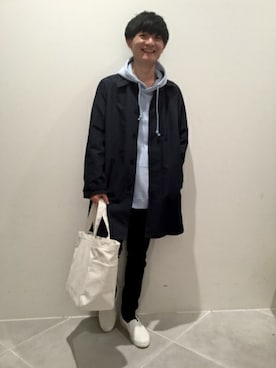 「LAKOLE（ラコレ）のアイテム（ステンカラーコート）」を使った、LAKOLE MENSさん（メンズ・170cm）の冬コーディネート