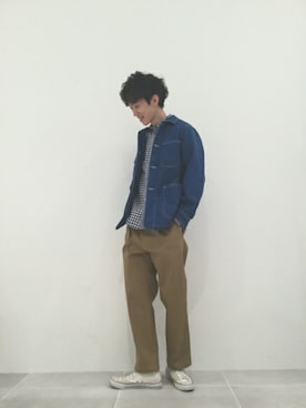 「LAKOLE（ラコレ）のアイテム（デニムジャケット）」を使った、LAKOLE MENSさん（メンズ・182cm）の春コーディネート