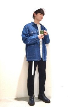 「LAKOLE（ラコレ）のアイテム（デニムジャケット）」を使った、LAKOLE MENSさん（メンズ・170cm）の春コーディネート