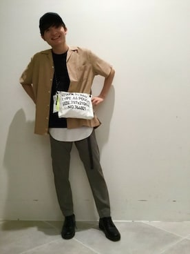 「アイテム（ポーチ、ホワイト系）」を使った、LAKOLE MENSさん（メンズ・171cm）の春コーディネート