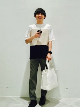 「パネルボーダー」｜LAKOLE MENSさん（メンズ・170cm）の夏コーディネート