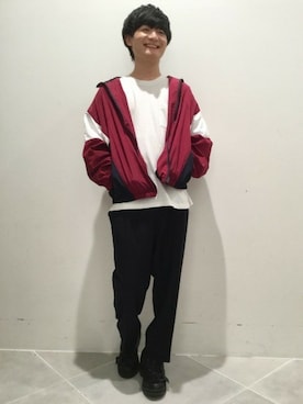 「クルーネックTシャツ」｜「アイテム（ジャケット/アウター）」を使った、LAKOLE MENSさん（メンズ・171cm）の秋コーディネート