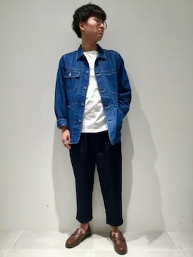 「LAKOLE（ラコレ）のアイテム（デニムジャケット）」を使った、LAKOLE MENSさん（メンズ・174cm）の春コーディネート