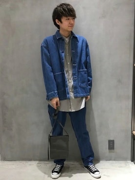 「LAKOLE（ラコレ）のアイテム（カバーオール）」を使った、LAKOLE MENSさん（メンズ・178cm）の春コーディネート