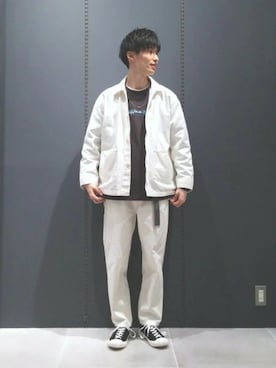 「LAKOLE（ラコレ）のアイテム（カバーオール）」を使った、LAKOLE MENSさん（メンズ・175cm）の春コーディネート
