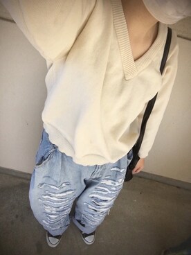「allstar」｜「アイテム（ニット/セーター）」を使った、akaneさん（レディース・158cm）の春コーディネート