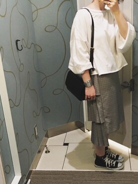 「niko and...（ニコアンド）のメンテンBIGBIG Ｔシャツ【niko and ...】（Tシャツ/カットソー）」を使った、akaneさん（レディース・158cm）の夏コーディネート