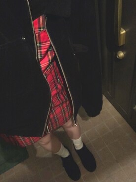 「チェックワンピース」｜「アイテム（ブルゾン）」を使った、Sさん（レディース・169cm）の秋コーディネート