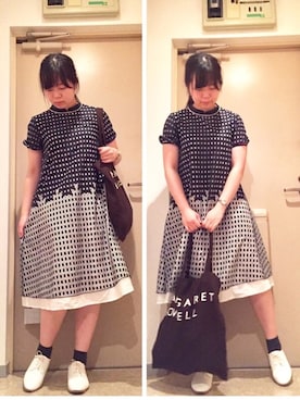 「マーガレット・ハウエル(MARGARET HOWELL)」｜「アイテム（ワンピース/ドレス）」を使った、mikiさん（レディース・158cm）の秋コーディネート