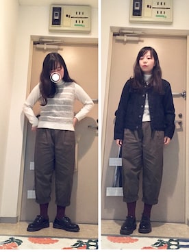 「カーキパンツ」｜mikiさん（レディース・158cm）の秋コーディネート