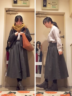 「archives（アルシーヴ）のアイテム（ダッフルコート）」を使った、mikiさん（レディース・158cm）の冬コーディネート