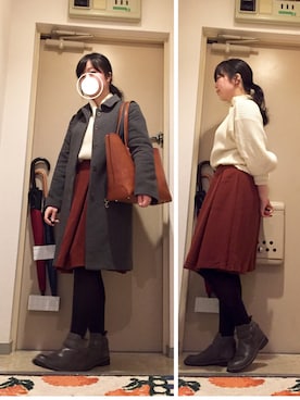「リブタートルネック」｜「アイテム（その他アウター）」を使った、mikiさん（レディース・158cm）の冬コーディネート