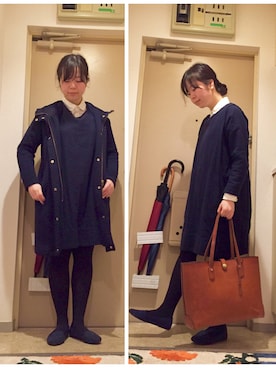「ペタンコ靴」｜「アイテム（その他アウター）」を使った、mikiさん（レディース・158cm）の冬コーディネート