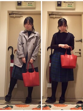 「ワンピース×スニーカー」｜「アイテム（トレンチコート）」を使った、mikiさん（レディース・158cm）の春コーディネート