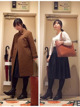 「MACKINTOSH PHILOSOPHY（ﾏｯｷﾝﾄｯｼｭ ﾌｨﾛｿﾌｨｰ）のアイテム（ステンカラーコート）」を使った、mikiさん（レディース・158cm）の春コーディネート