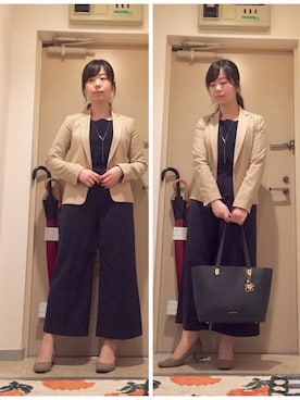 「ビジネスカジュアル」｜「アイテム（Tシャツ/カットソー）」を使った、mikiさん（レディース・158cm）の春コーディネート