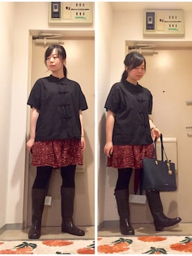 「キュロット」｜「アイテム（レインシューズ）」を使った、mikiさん（レディース・158cm）の秋コーディネート