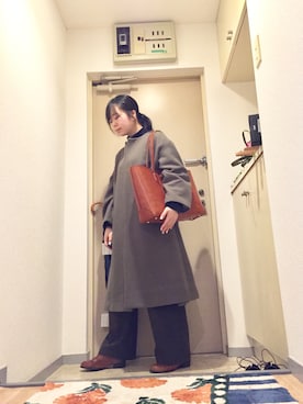 「JOURNAL STANDARD（ジャーナルスタンダード）のメルトンフレアコート◆（その他アウター、グリーン系）」を使った、mikiさん（レディース・158cm）の春コーディネート