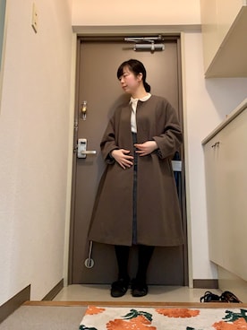 「メルトン」｜「アイテム（その他アウター）」を使った、mikiさん（レディース・158cm）の秋コーディネート